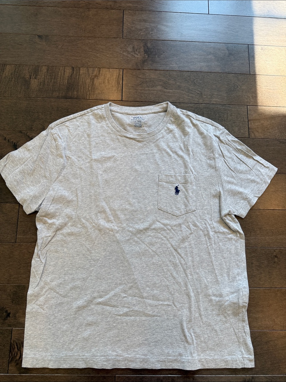 Polo by Ralph Lauren Light Gray Pocket Tee with Navy Pony